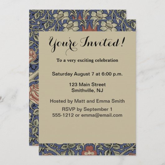 William Morris Tudor Rose Wallpaper Einladung (Vorne/Hinten)