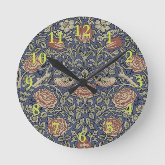William Morris Tudor Rose Wallpaper Runde Wanduhr (Vorderseite)