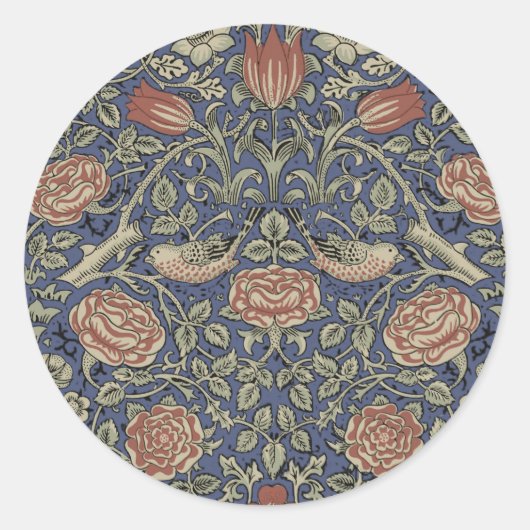 William Morris Tudor Rose Wallpaper Runder Aufkleber (Vorderseite)