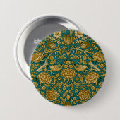 William Morris Tudor-Rosen-Muster Blau Golden Button (Vorne & Hinten)