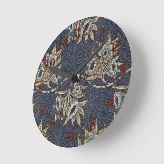 william morris tulip and willow tapestry pattern runde wanduhr (Winkel)