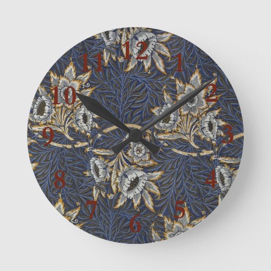 william morris tulip and willow tapestry pattern runde wanduhr (Vorderseite)