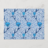 William Morris Tulip Damask, Cobalt Blue Postcard Postkarte (Vorderseite)
