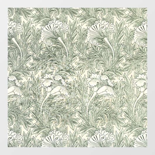 William Morris Tulip Wallpaper Classic Green Fensteraufkleber (Blatt)