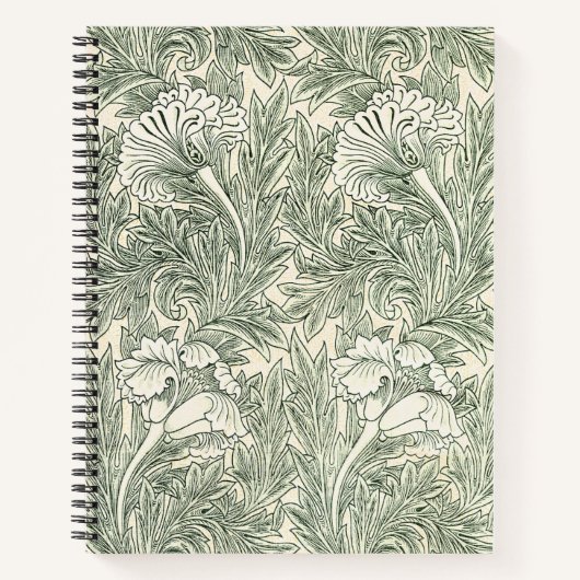 William Morris Tulip Wallpaper Classic Green Notizblock (Vorderseite)
