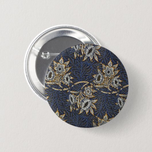 William Morris Tulip Willow Blue Muster Button (Vorne & Hinten)