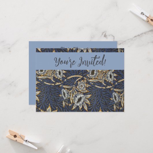 William Morris Tulip Willow Blue Muster Einladung (Vorderseite/Rückseite Beispiel)