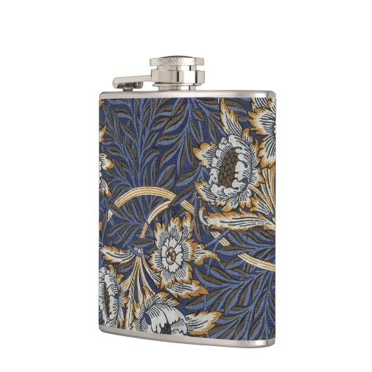 William Morris Tulip Willow Blue Muster Flachmann (Links)