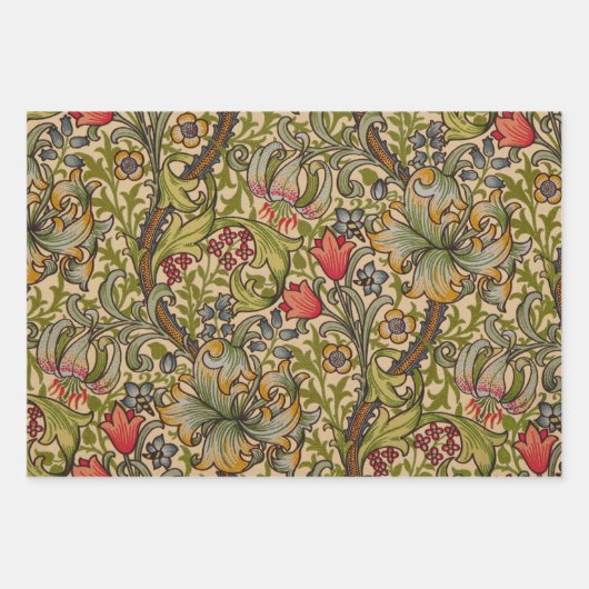 William Morris Tulip Willow Blue Muster Geschenkpapier Set (Vorderseite 3)