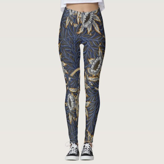 William Morris Tulip Willow Blue Muster Leggings (Vorderseite)