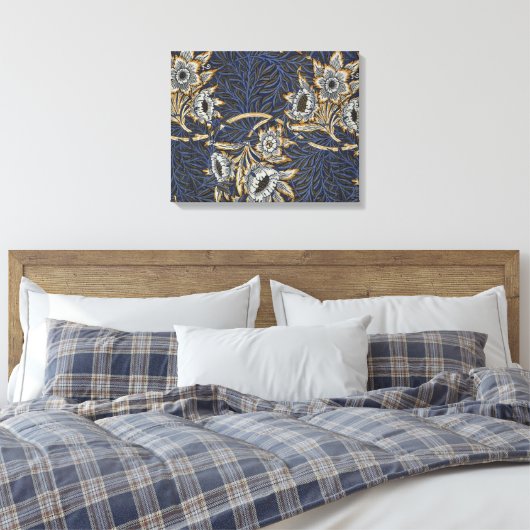 William Morris Tulip Willow Blue Muster Leinwanddruck (Insitu (Schlafzimmer))