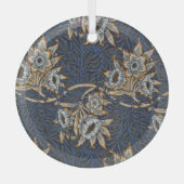 William Morris Tulip Willow Blue Muster Ornament Aus Glas (Vorderseite)