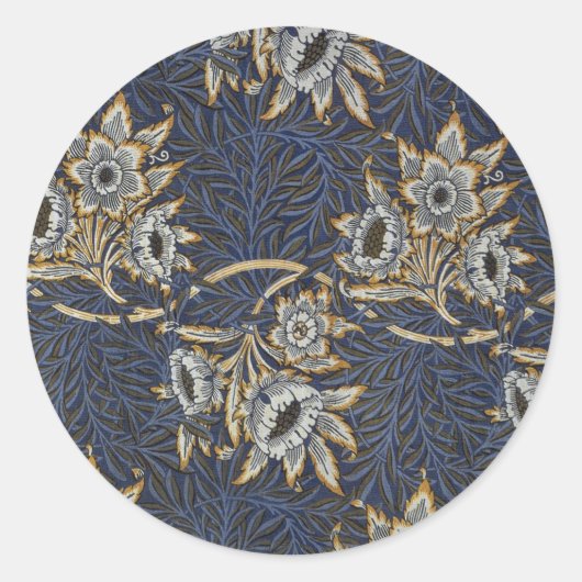 William Morris Tulip Willow Blue Muster Runder Aufkleber (Vorderseite)
