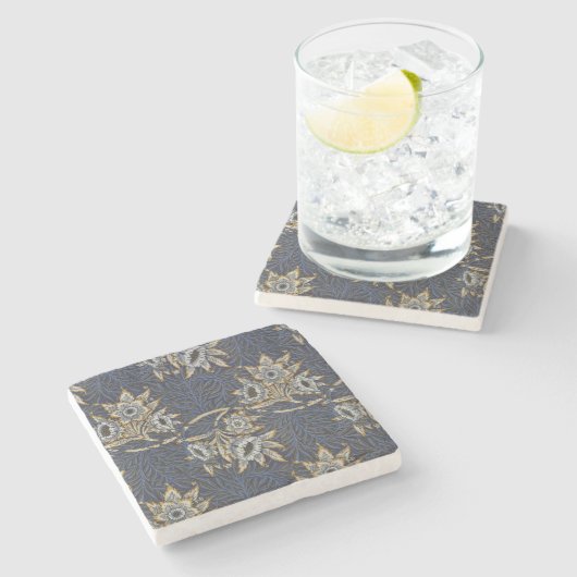 William Morris Tulip Willow Blue Muster Steinuntersetzer (Seitenansicht)