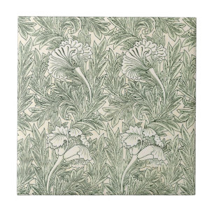 William Morris Tulpe Grüne Florale Kunst Druck Fliese