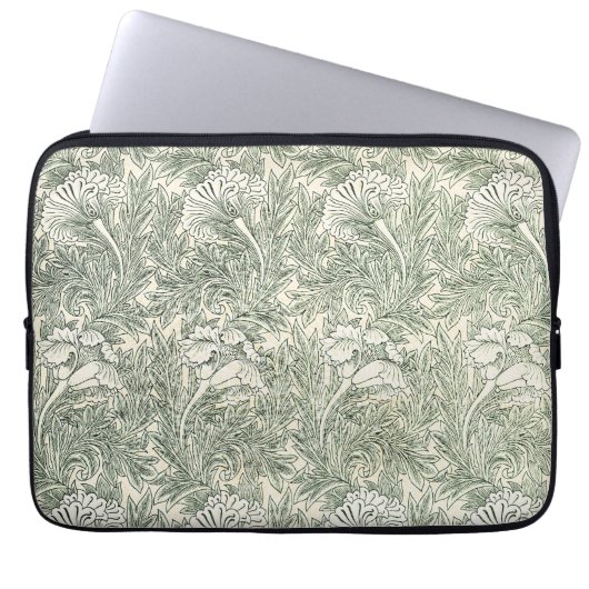 William Morris Tulpe Grüne Florale Kunst Druck Laptopschutzhülle (Vorderseite)