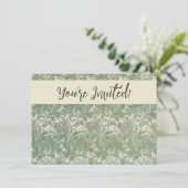 William Morris Tulpe Tapete grün Einladung (Stehend Vorderseite)