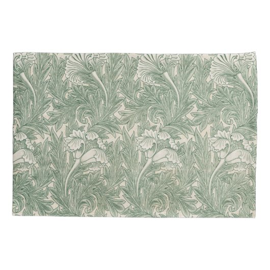 William Morris Tulpe Tapete grün Kissenbezug (Rückseite)