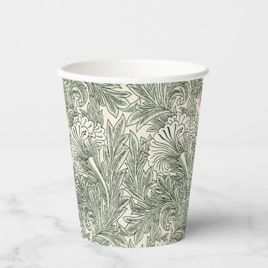 William Morris Tulpe Tapete grün Pappbecher (Vorderseite)