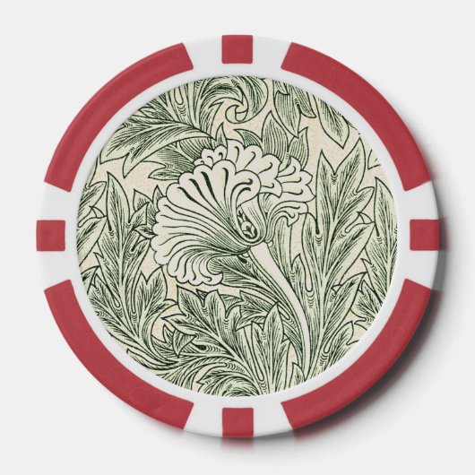 William Morris Tulpe Tapete grün Pokerchips (Vorderseite)