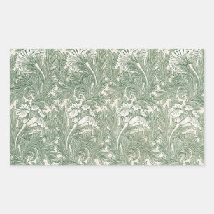William Morris Tulpe Tapete grün Rechteckiger Aufkleber
