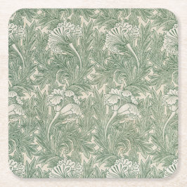 William Morris Tulpe Tapete grün Rechteckiger Pappuntersetzer