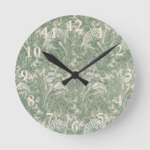 William Morris Tulpe Tapete grün Runde Wanduhr (Vorderseite)