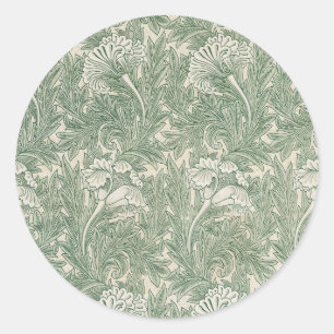 William Morris Tulpe Tapete grün Runder Aufkleber