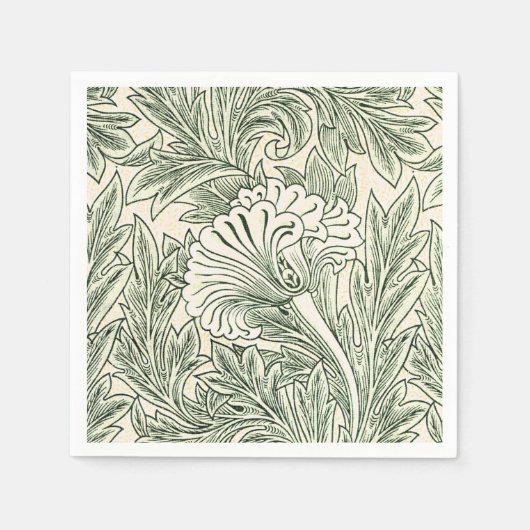William Morris Tulpe Tapete grün Serviette (Vorderseite)