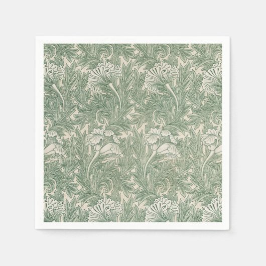 William Morris Tulpe Tapete grün Serviette (Vorderseite)