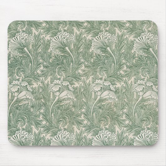 william morris tulpe tapete textil grün mousepad (Vorne)