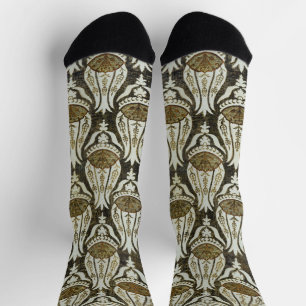 William Morris Tulpe und Gitter Blau Blumenkunst Socken
