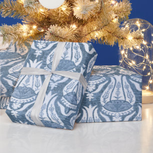 William Morris Tulpe und Gitter Blau Floral Kunst Geschenkpapier