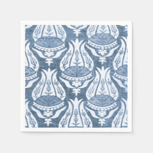 William Morris Tulpe und Gitter Blau Floral Kunst Serviette