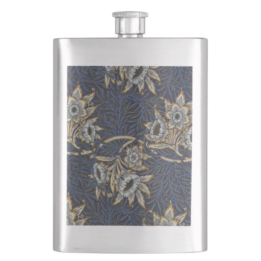 William Morris Tulpe und Weide Teppichmuster Flachmann (Vorderseite)