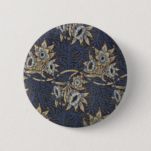 William Morris Tulpe Weidenmuster Blaue Flora Button (Vorderseite)