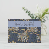 William Morris Tulpe Weidenmuster Blaue Flora Einladung (Stehend Vorderseite)