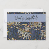 William Morris Tulpe Weidenmuster Blaue Flora Einladung (Vorderseite)