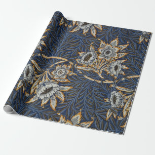 William Morris Tulpe Weidenmuster Blaue Flora Geschenkpapier