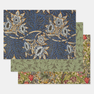 William Morris Tulpe Weidenmuster Blaue Flora Geschenkpapier Set