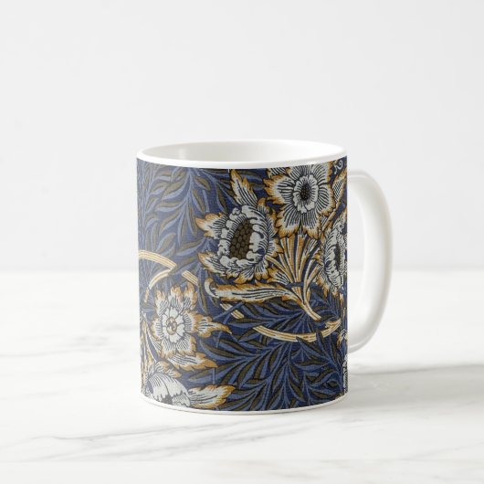 William Morris Tulpe Weidenmuster Blaue Flora Kaffeetasse (VorderseiteRechts)