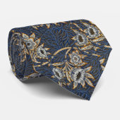 William Morris Tulpe Weidenmuster Blaue Flora Krawatte (Gerollt)