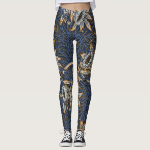 William Morris Tulpe Weidenmuster Blaue Flora Leggings