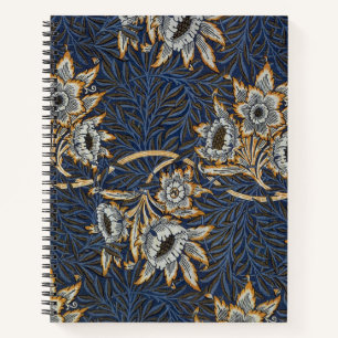 William Morris Tulpe Weidenmuster Blaue Flora Notizblock