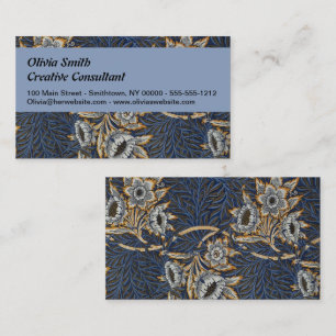 William Morris Tulpe Weidenmuster Blaue Flora Visitenkarte