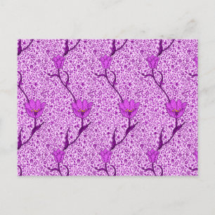 William Morris Tulpen-Damaskus, Violett und Orchid Postkarte