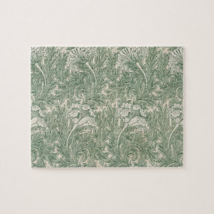 William Morris Tulpen Tapete Textil grün Puzzle