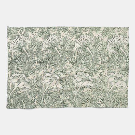William Morris Tulpen-Wallpaper Classic Grün Geschirrtuch (Horizontal)