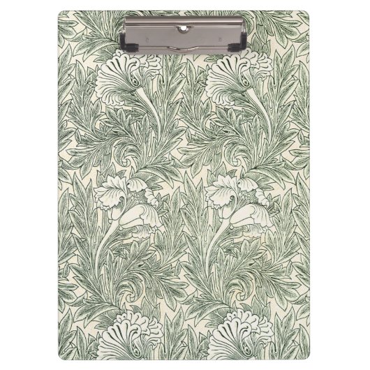 William Morris Tulpen-Wallpaper Classic Grün Klemmbrett (Vorderseite)