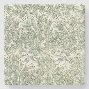 William Morris Tulpen-Wallpaper Classic Grün Steinuntersetzer